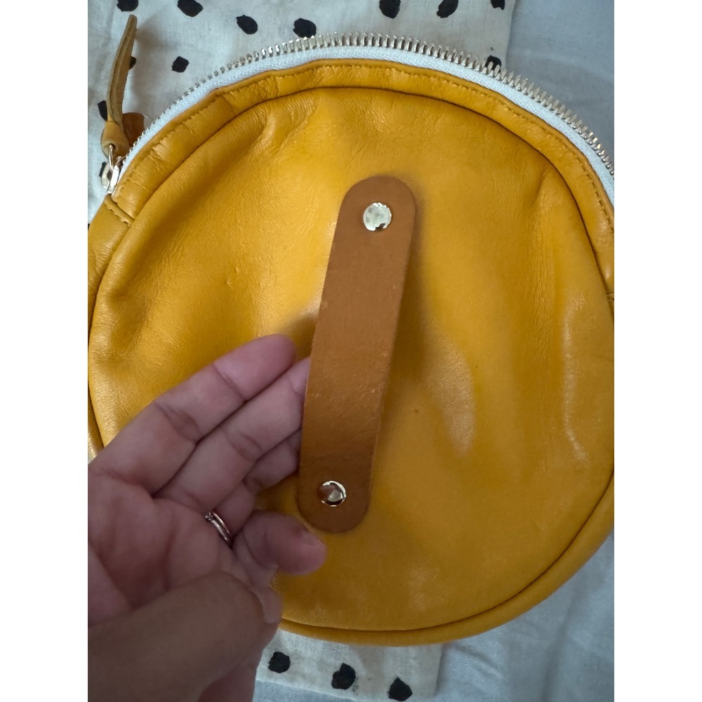 Clare V. Yellow Leather Cirlce Pouch Bag Belt Loop with Dust Bag - Picture 5 of 7